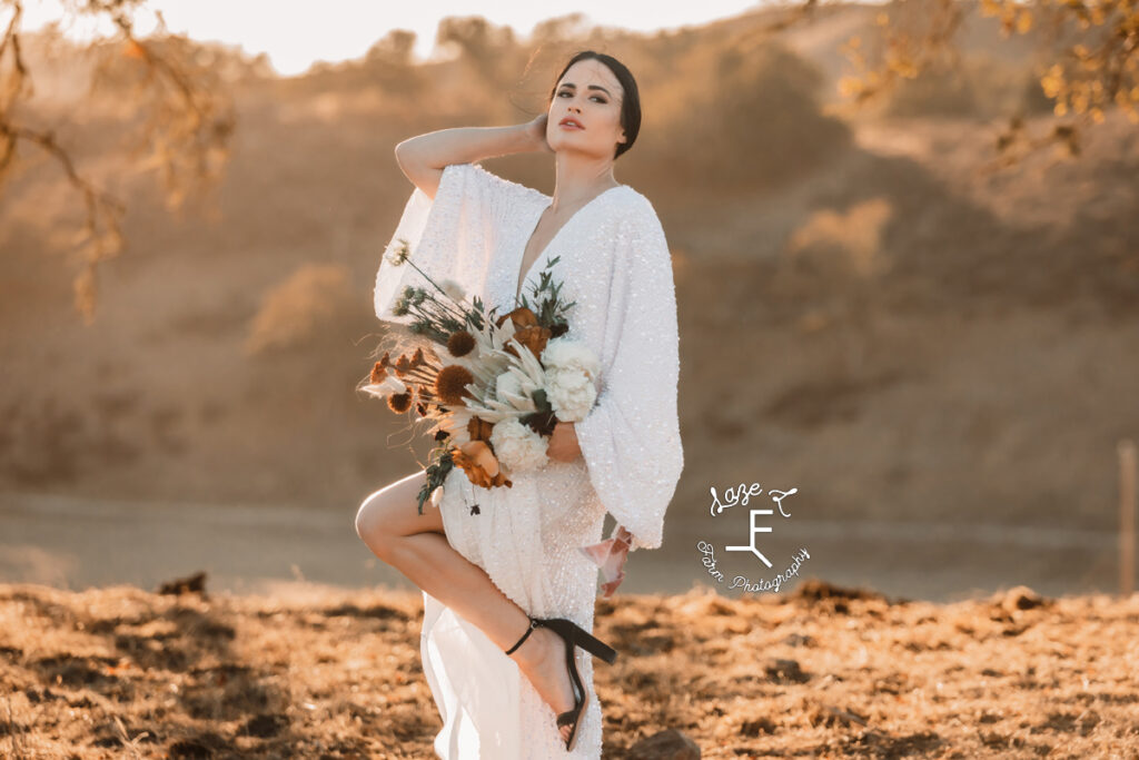 bride model at sunset