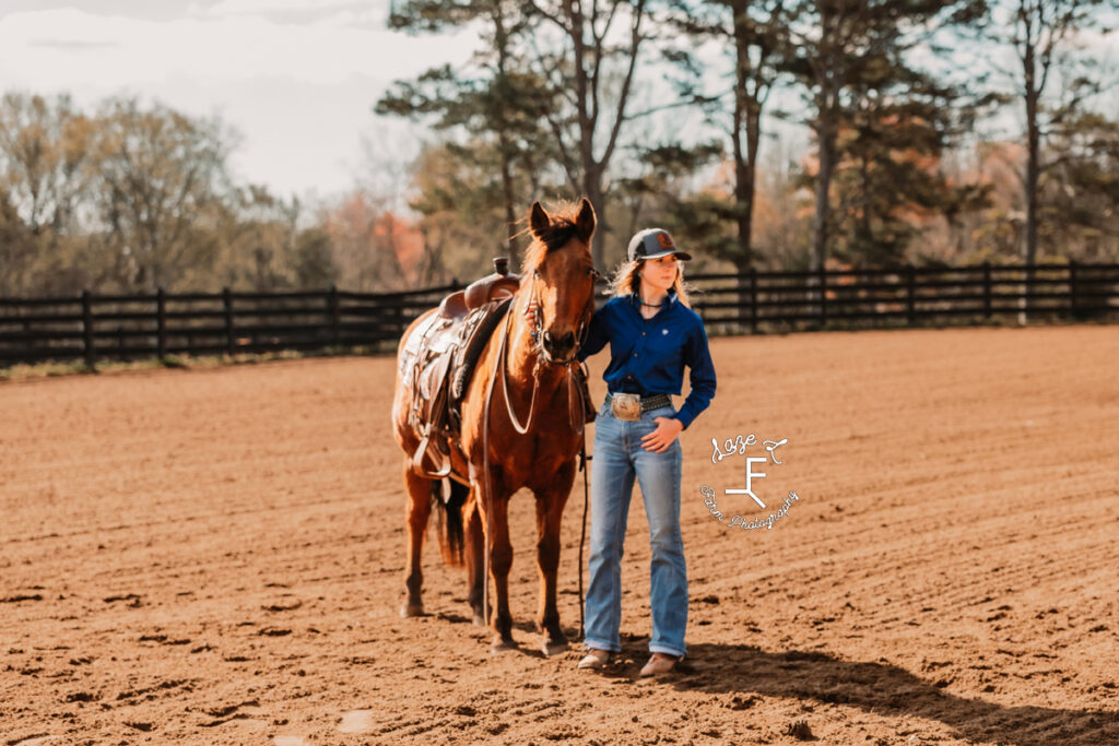 Toyie standing with bay horse