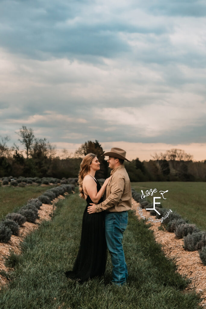 Morgan and Tanner in a field facing each other