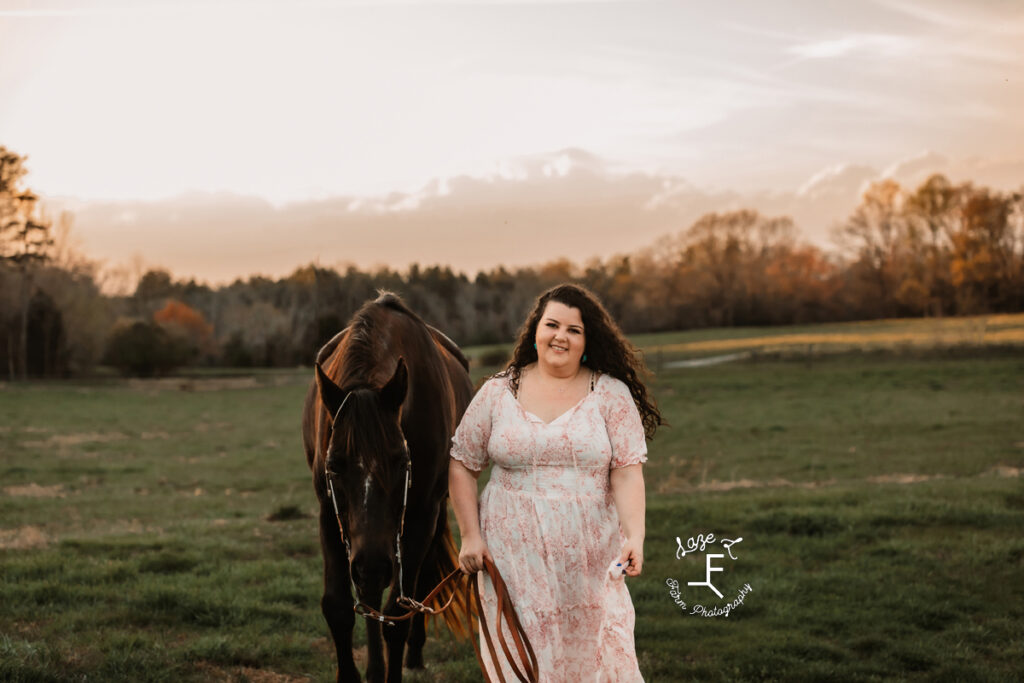Kody with her mare at sunset