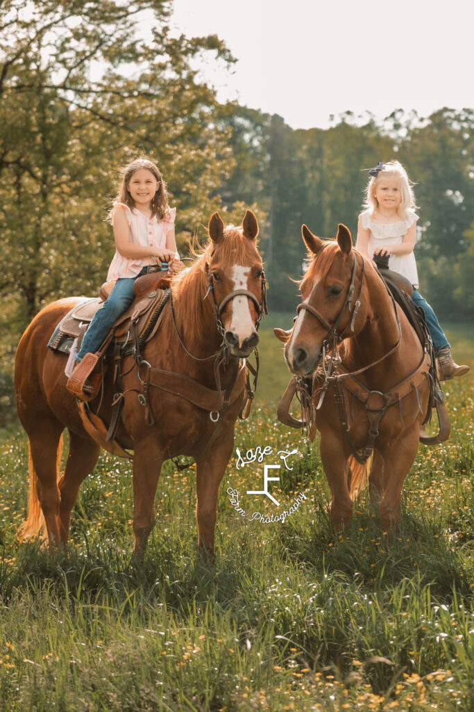 Haddie and Willa on their horses