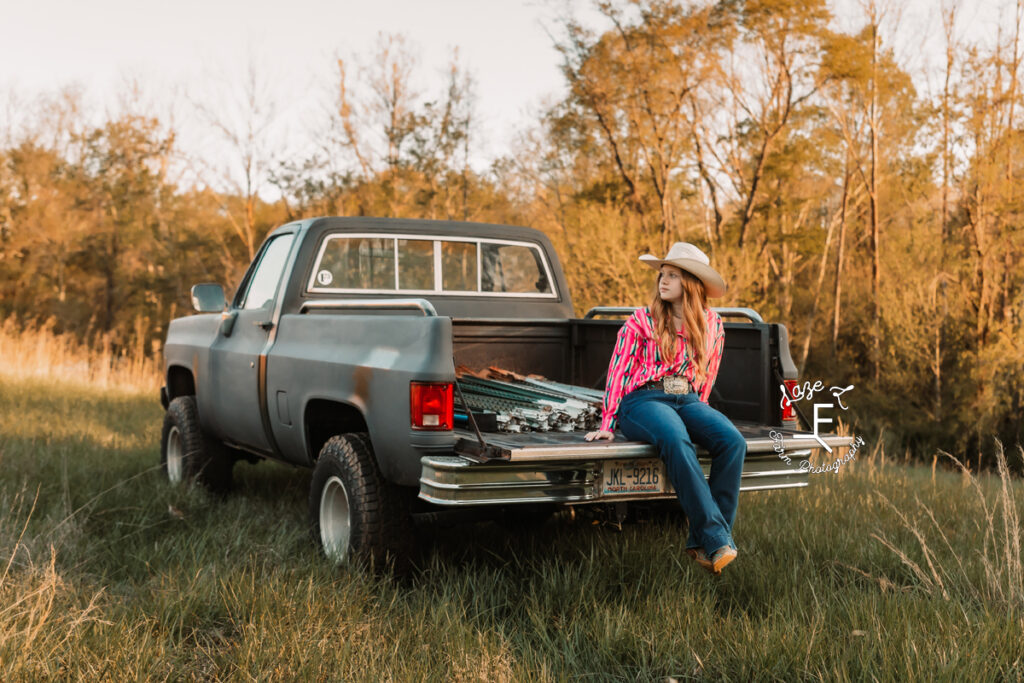 Bailey and her old restored truck