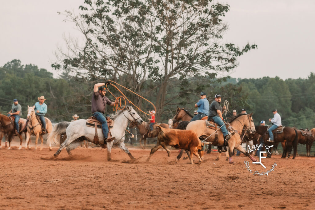 Team ropers doing a run