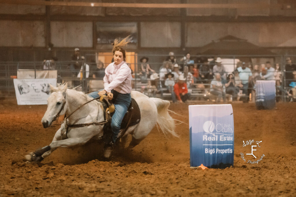 Barrel Racer on grey horse