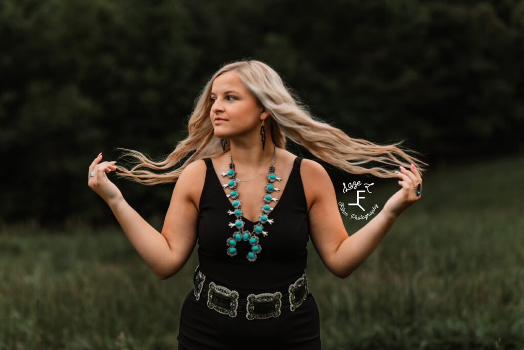 girl playing with hair