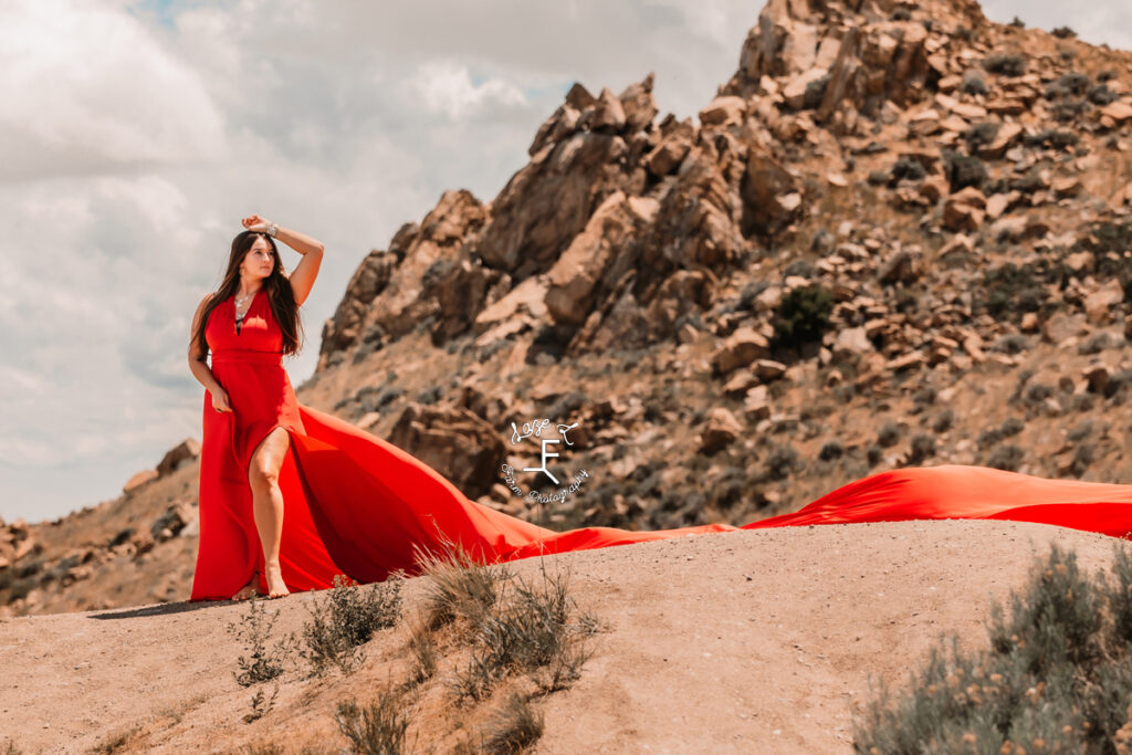 Savannah in red dress