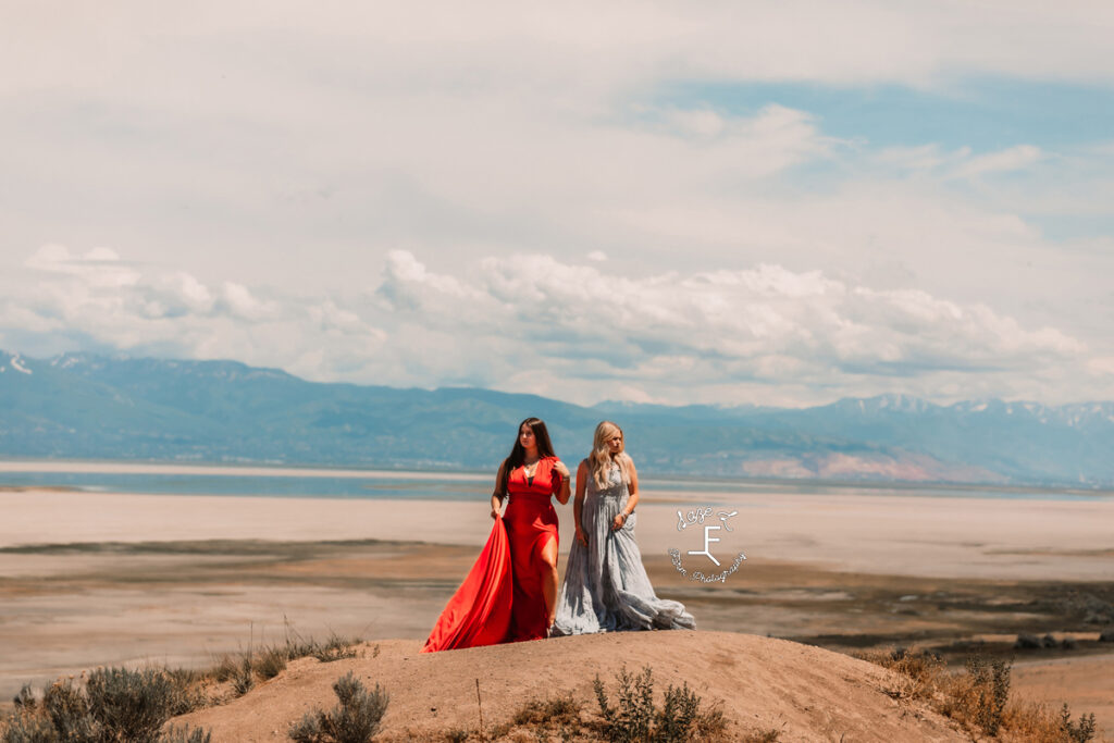 Savannah and Reid with mountains in the background