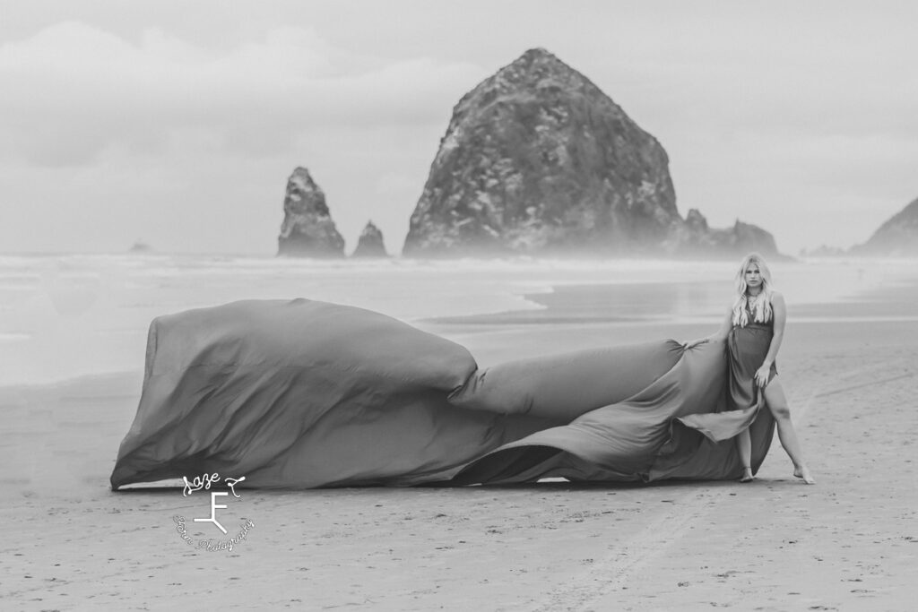 Reid on Cano Beach in black and white