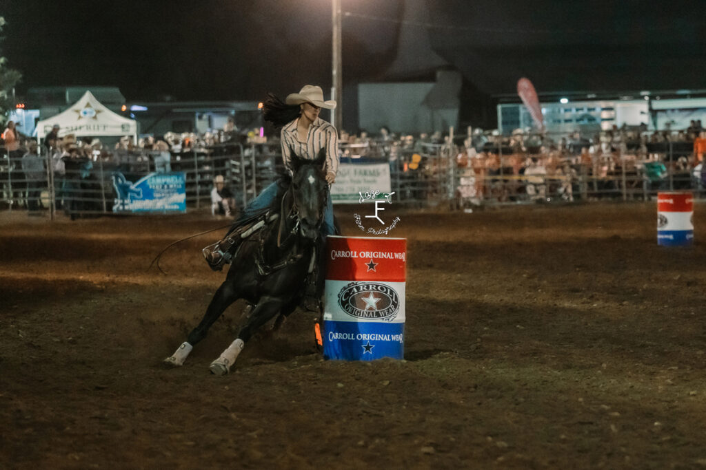 Barrel Racer on black horse