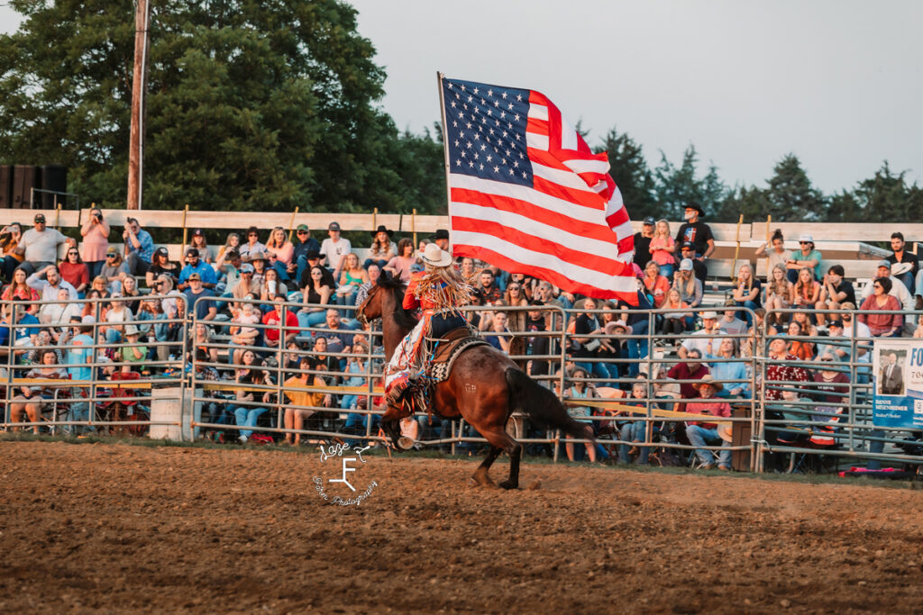 American flag horse in opening