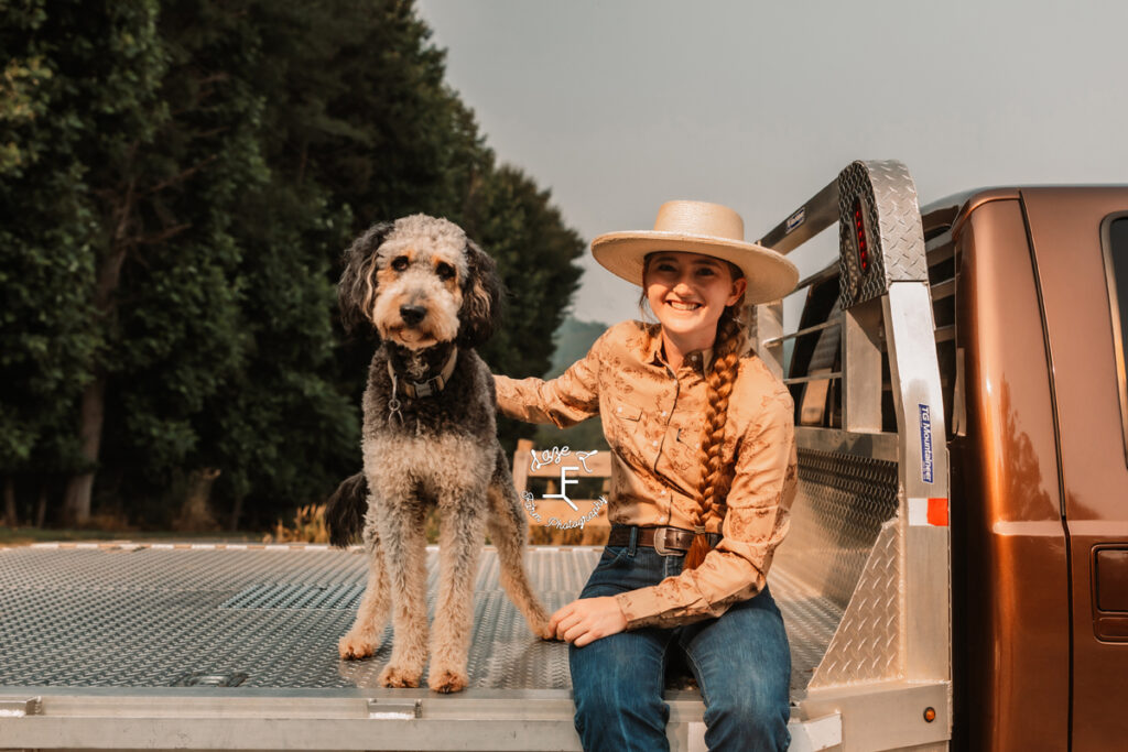 cowgirl and her dog