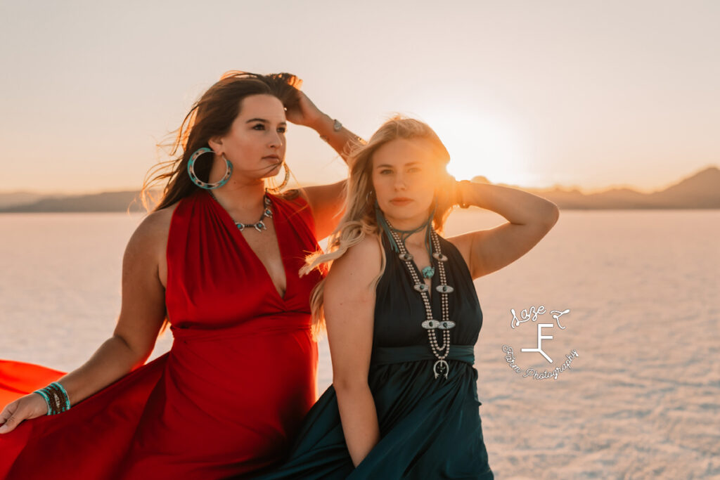 Savannah and Reid close up on salt flats