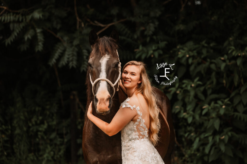 Morgan hugging gruella horse