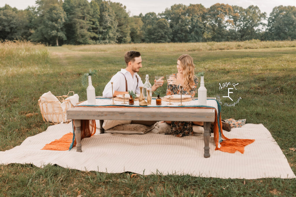 Eli and Payton at the table set up