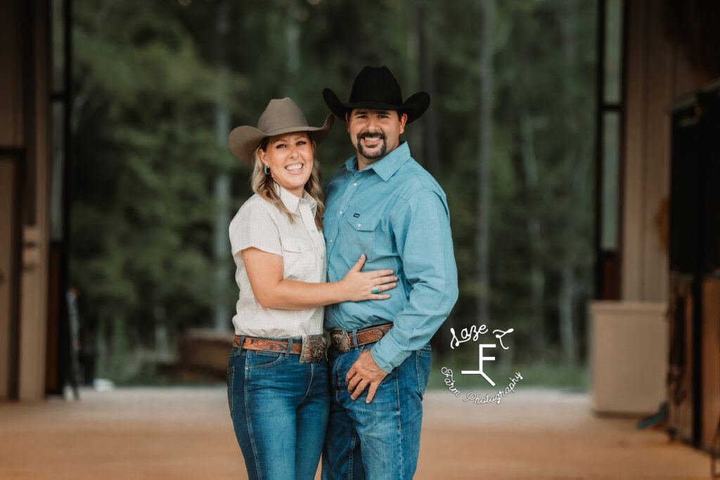 Janna and Brent in barn aisle 