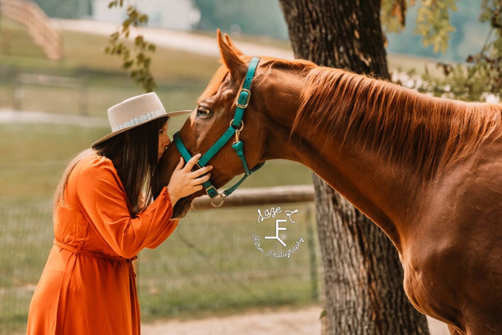 Andrea kissing Spartan on the nose