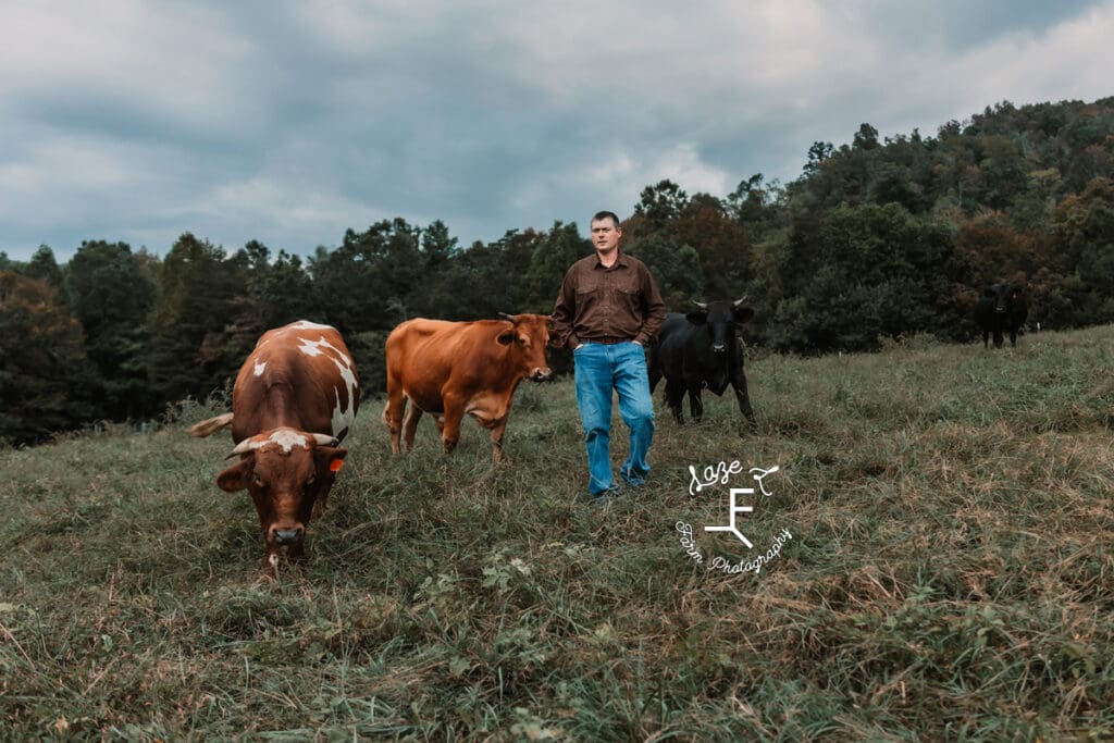 Chris with his cows