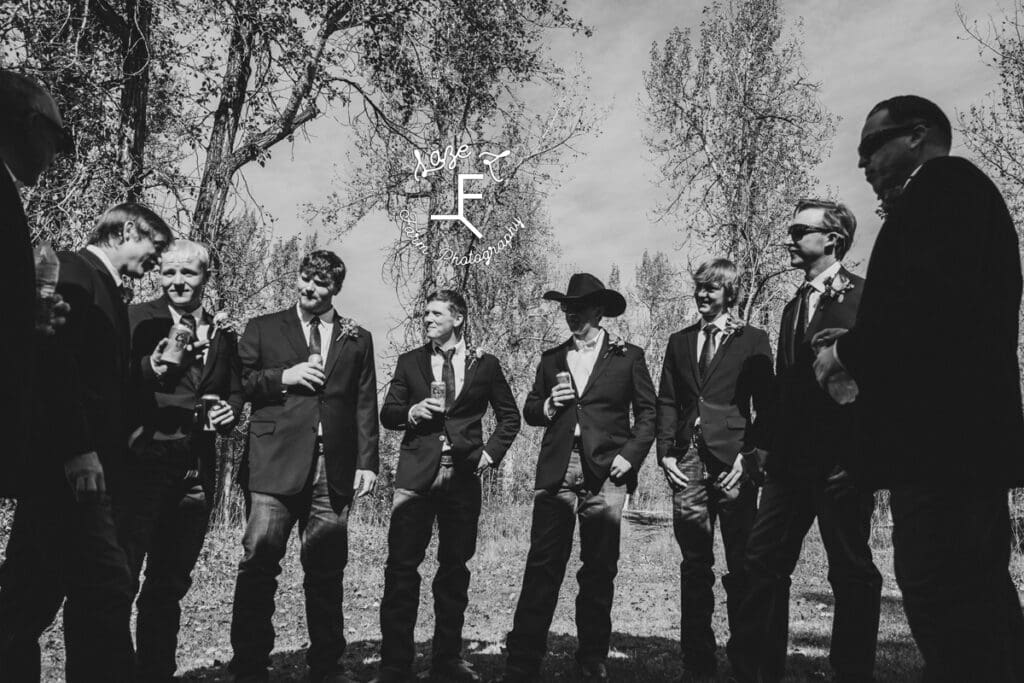 groomsmen in black and white