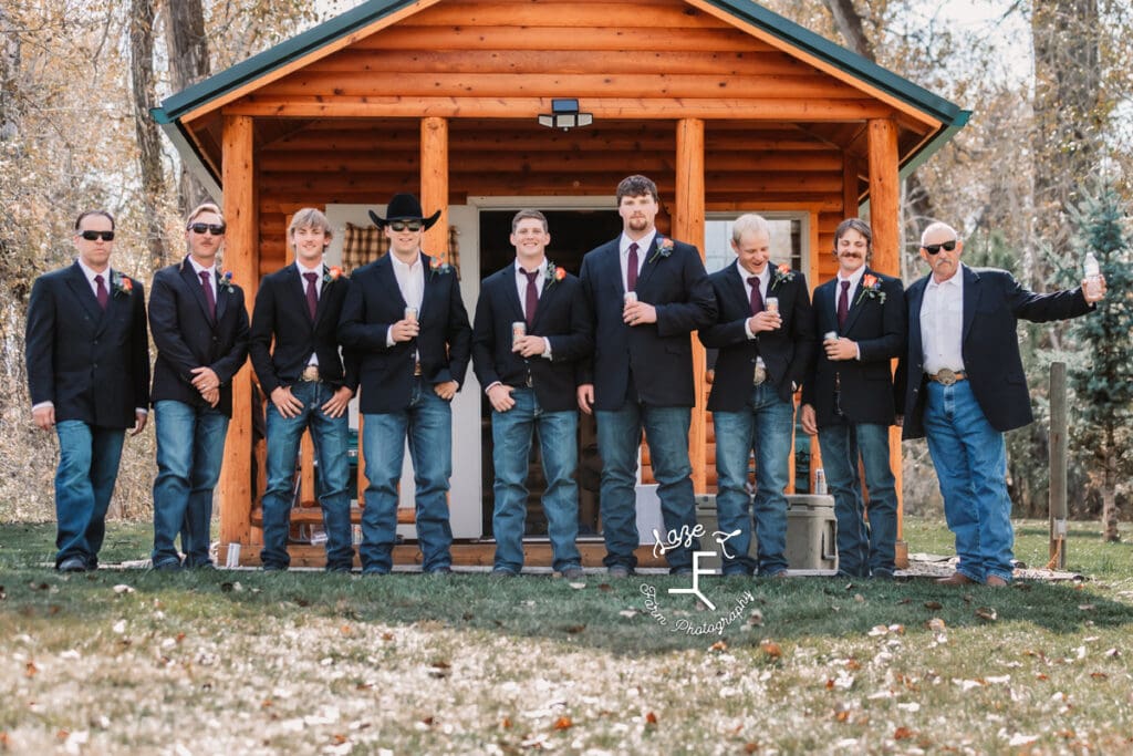 groomsmen and groom