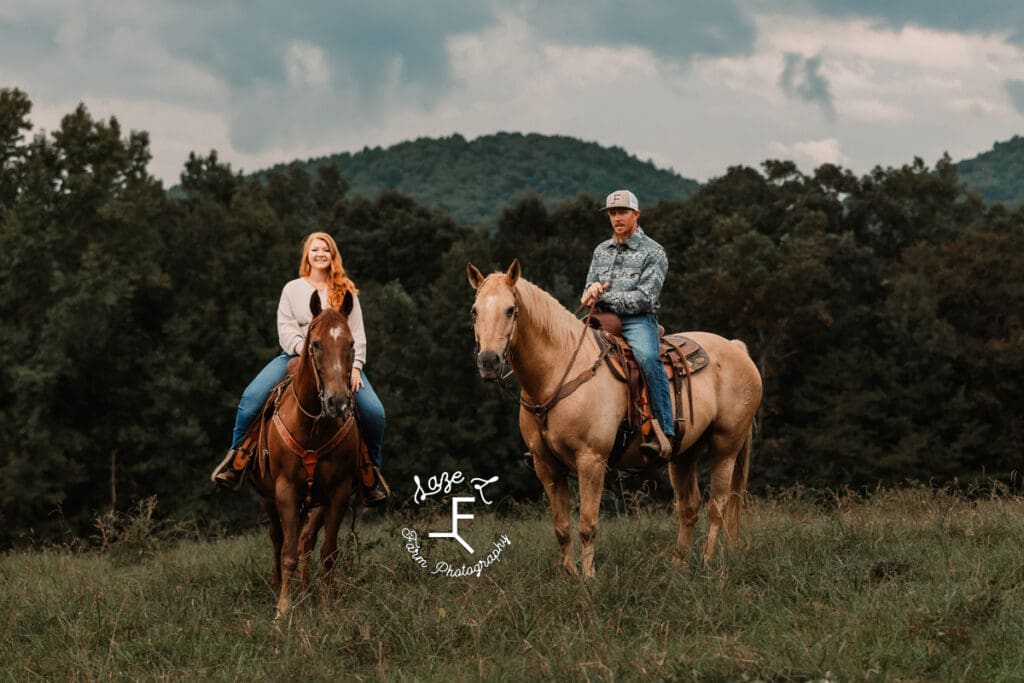 Taylor and Kyle riding their horses