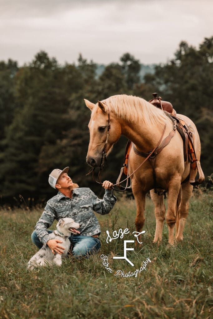 Kyle with horse and the dog