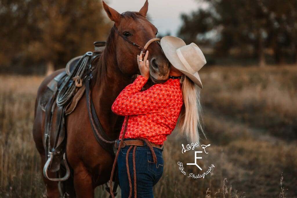 Cowgirl 1 loving brown horse