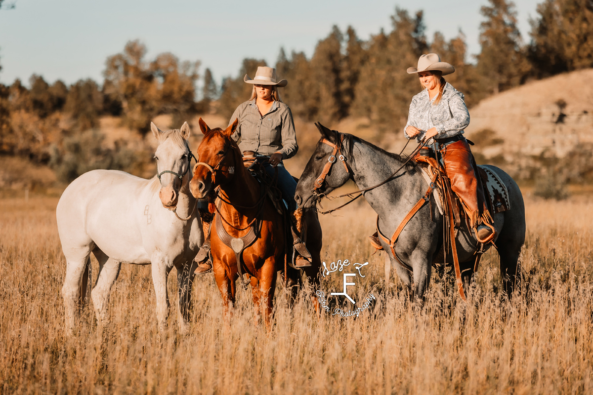 Cowgirls with all 3 horses