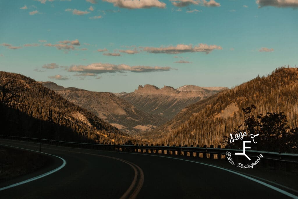 Driving with mountains in view