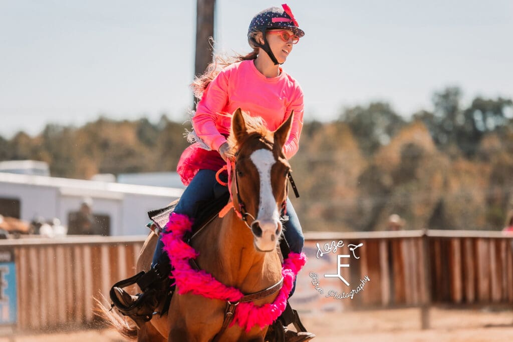 Rafter T Fun Show Pink shirt rider with pink fringe breast collar