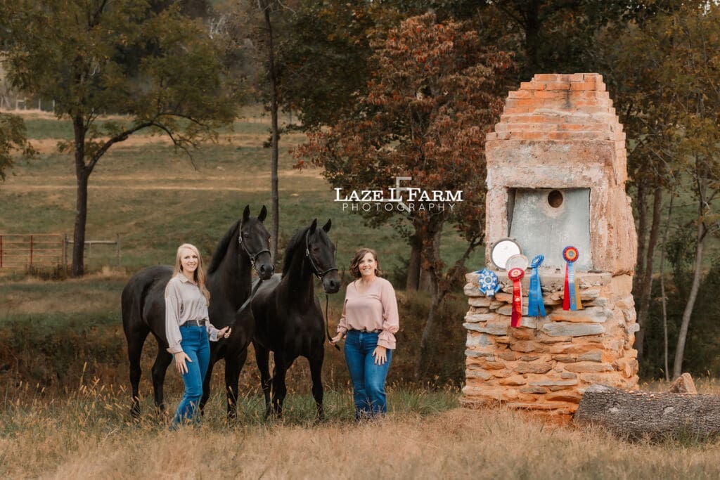 horses and their owners in a field
