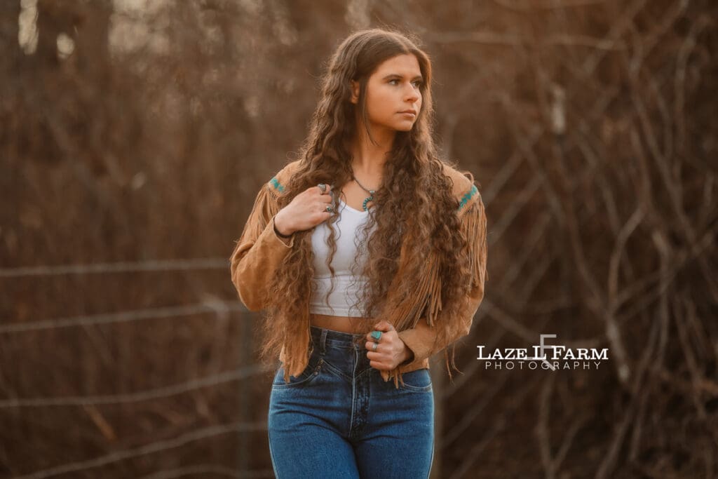 cowgirl modeling an outfit