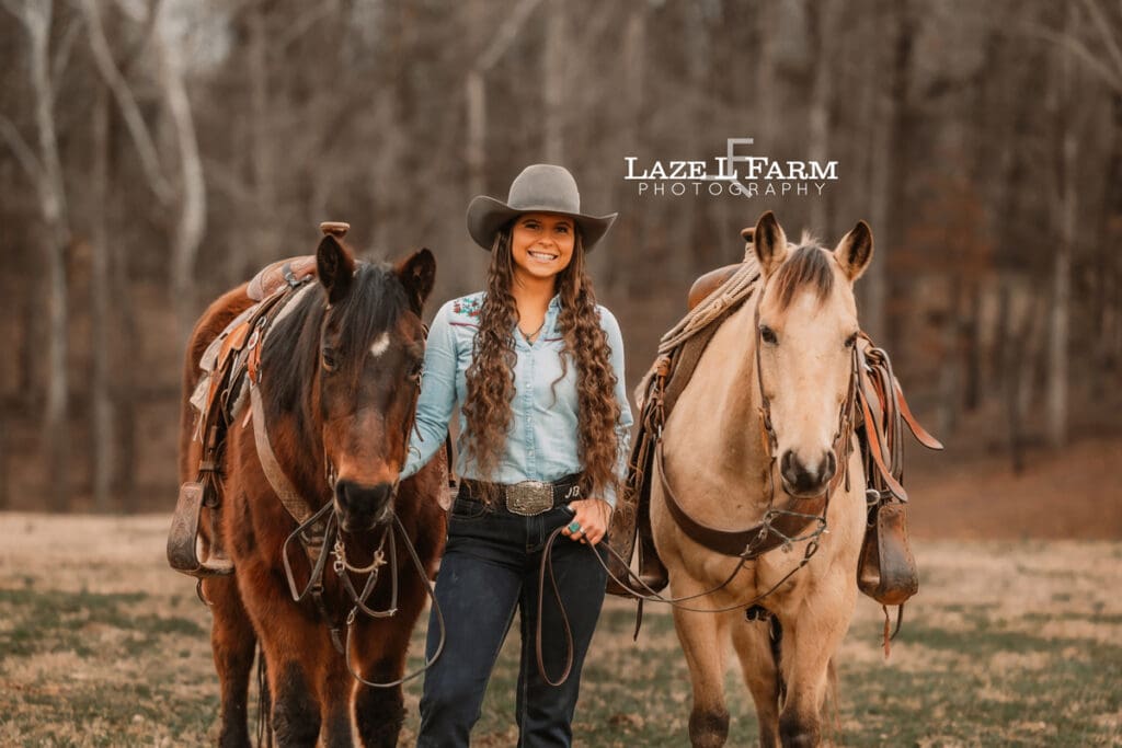 cowgirl with her horses