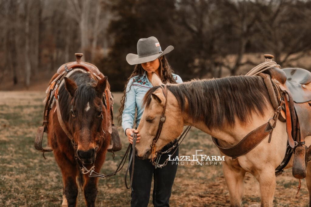 cowgirl with her horses