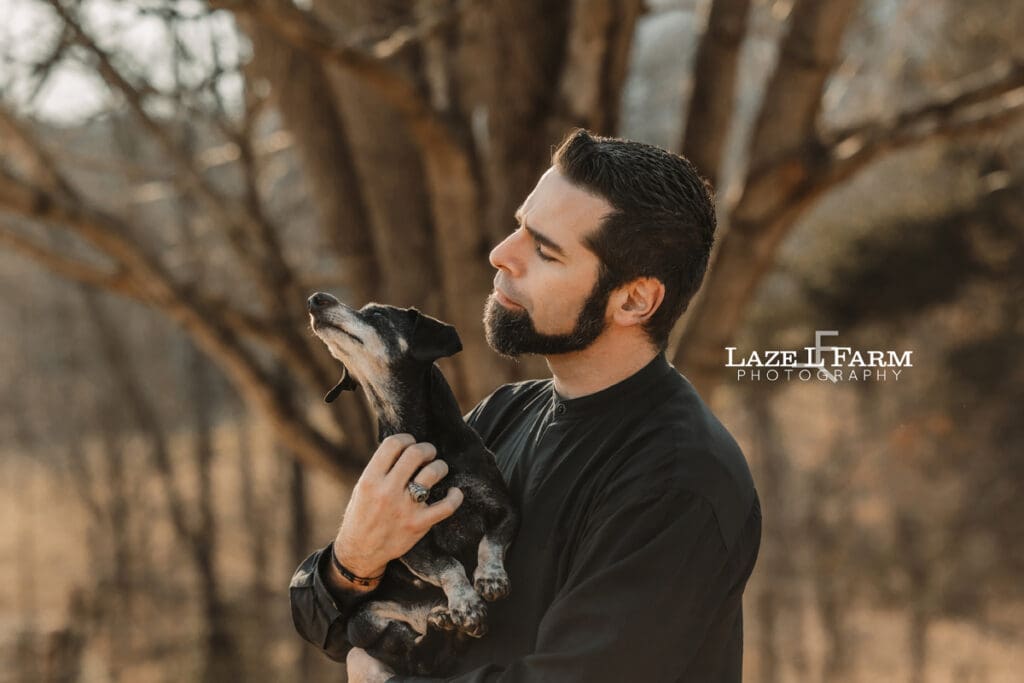 old dog and its owner