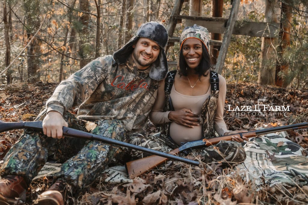 couple in front of deer stand