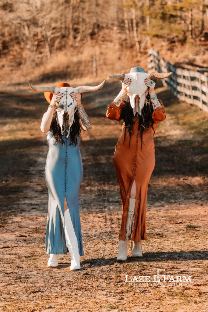 western models with cow skulls
