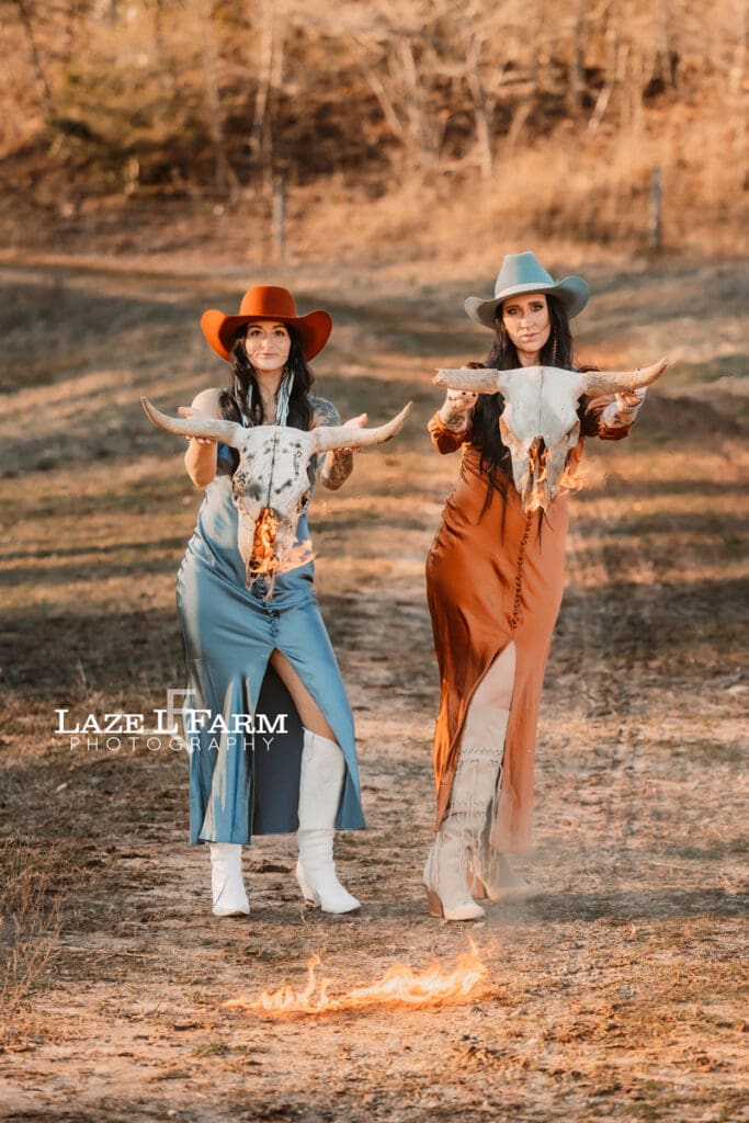 cowgirls with cow skulls