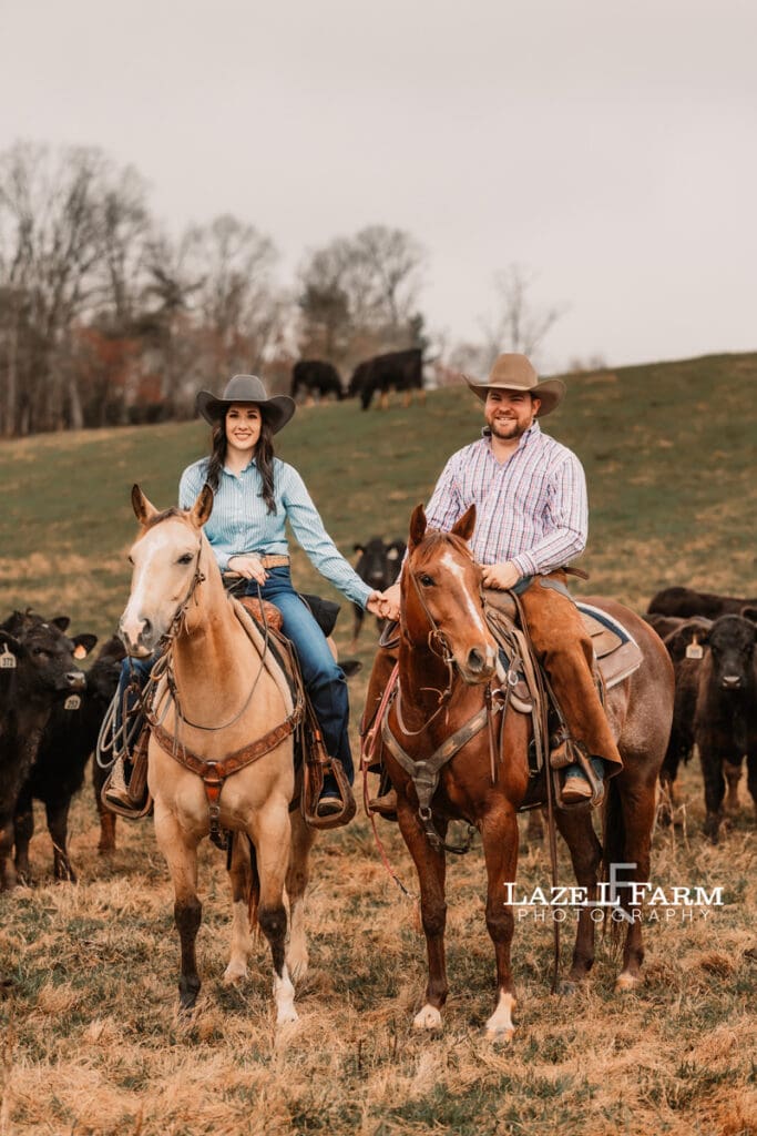 western couple riding horses