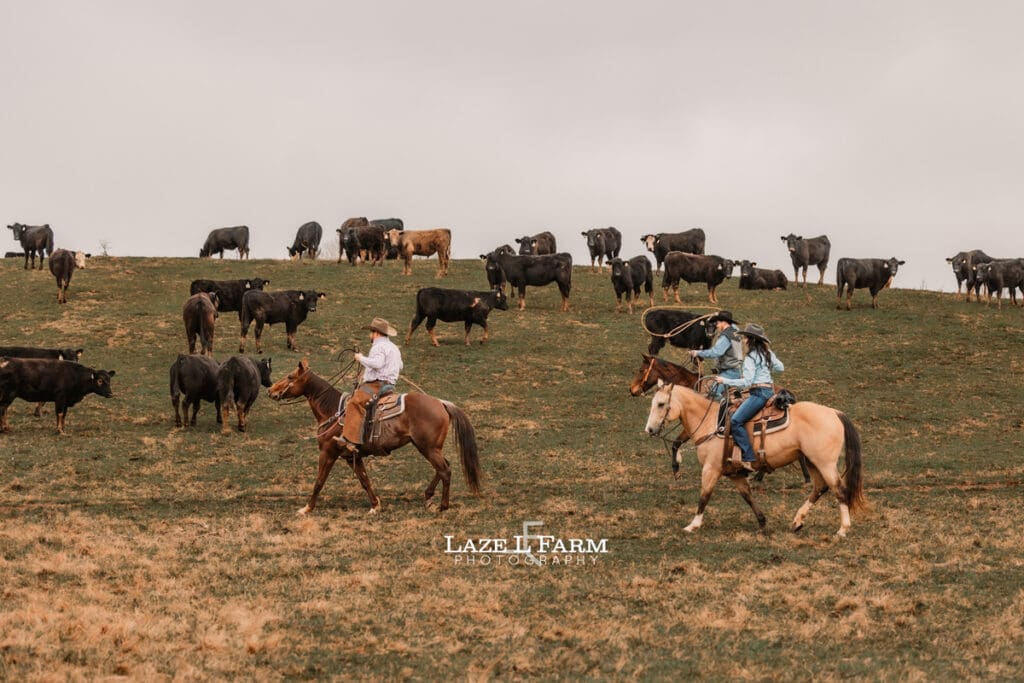 western couple riding horses