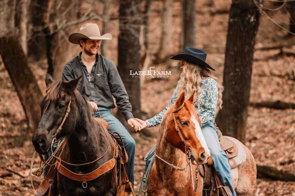 western couple riding horses