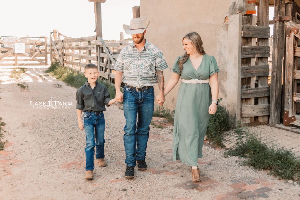 family walking and holding hands in fort worth texas