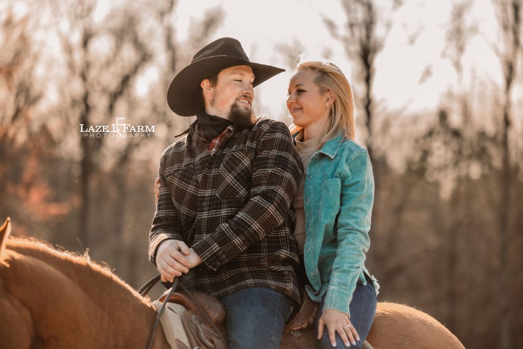couple riding horses together