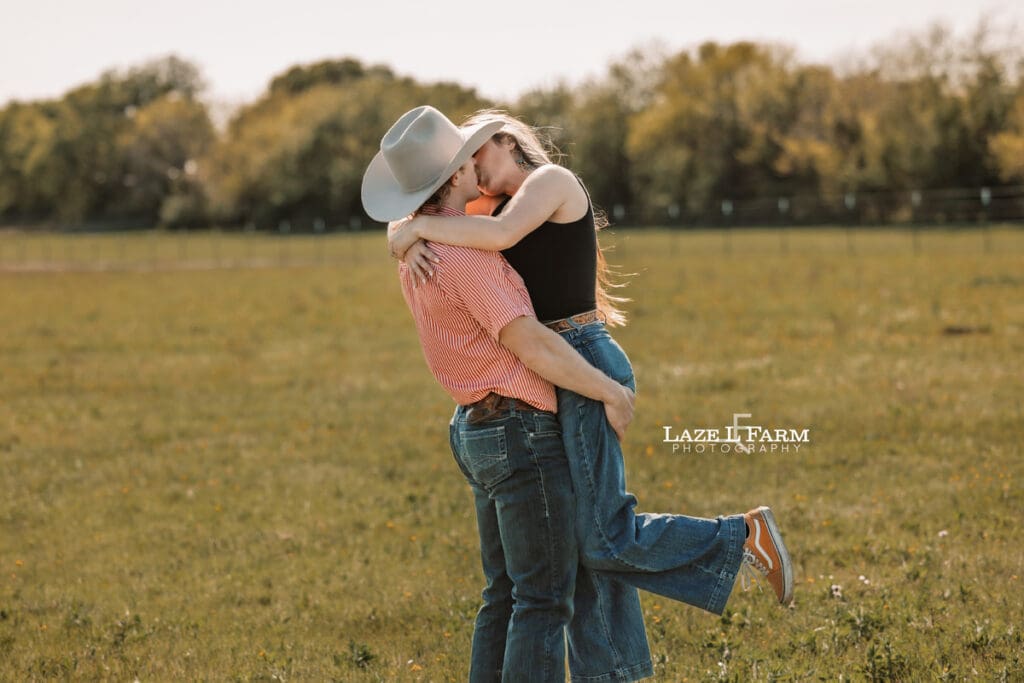 western couple kissing