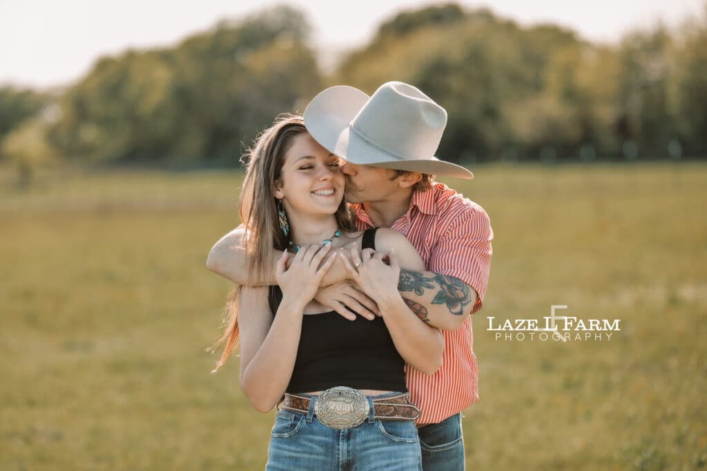 western couple hugging