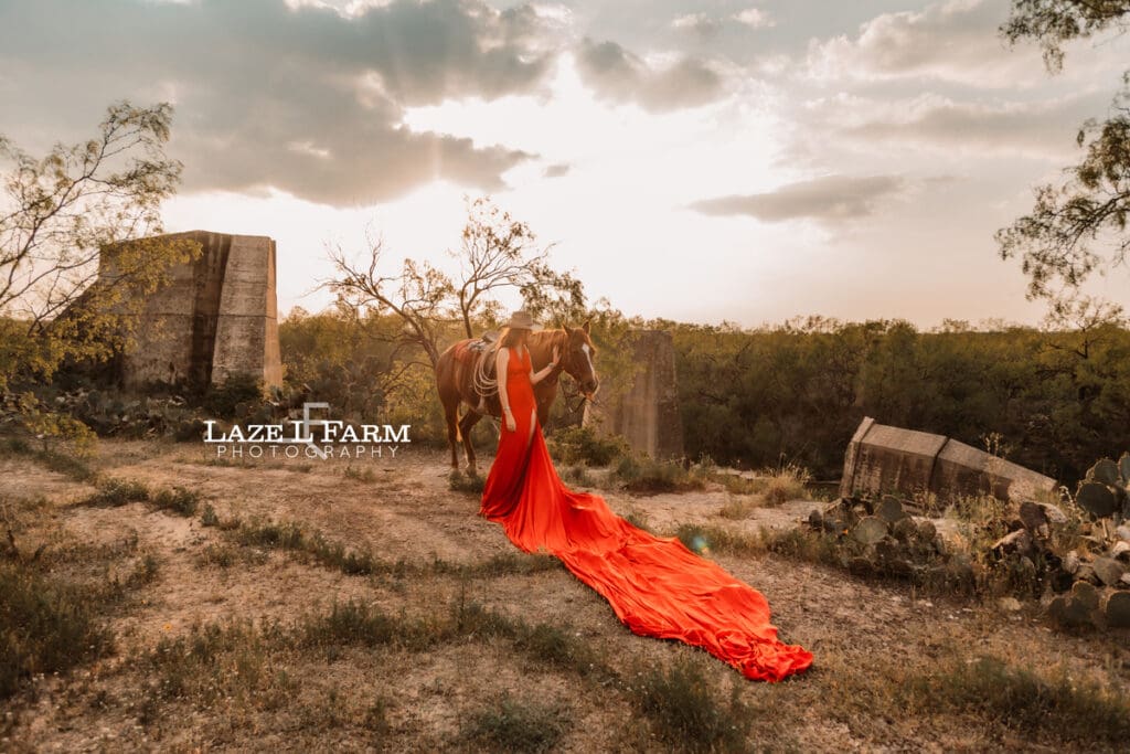 cowgirl wearing a flying dress