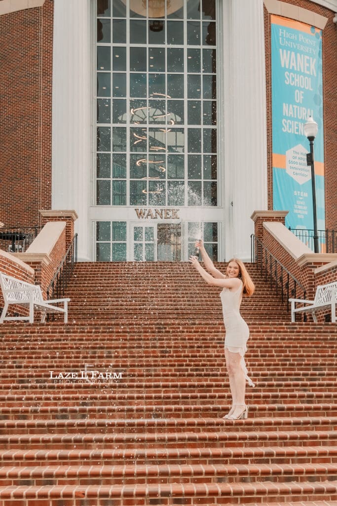 senior celebrating graduation
