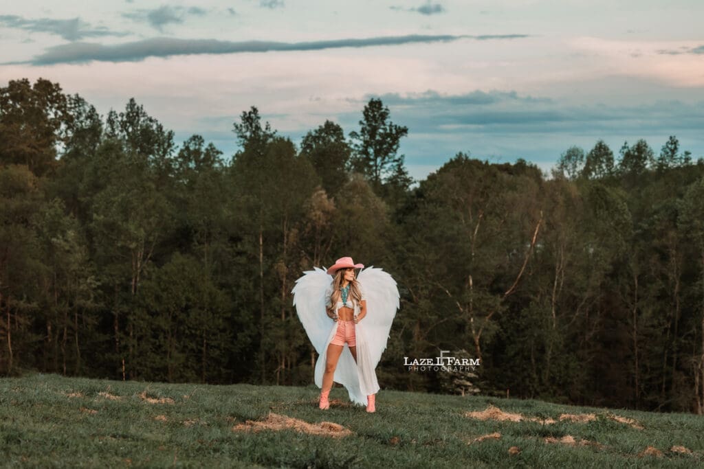cowgirl wearing angel wings