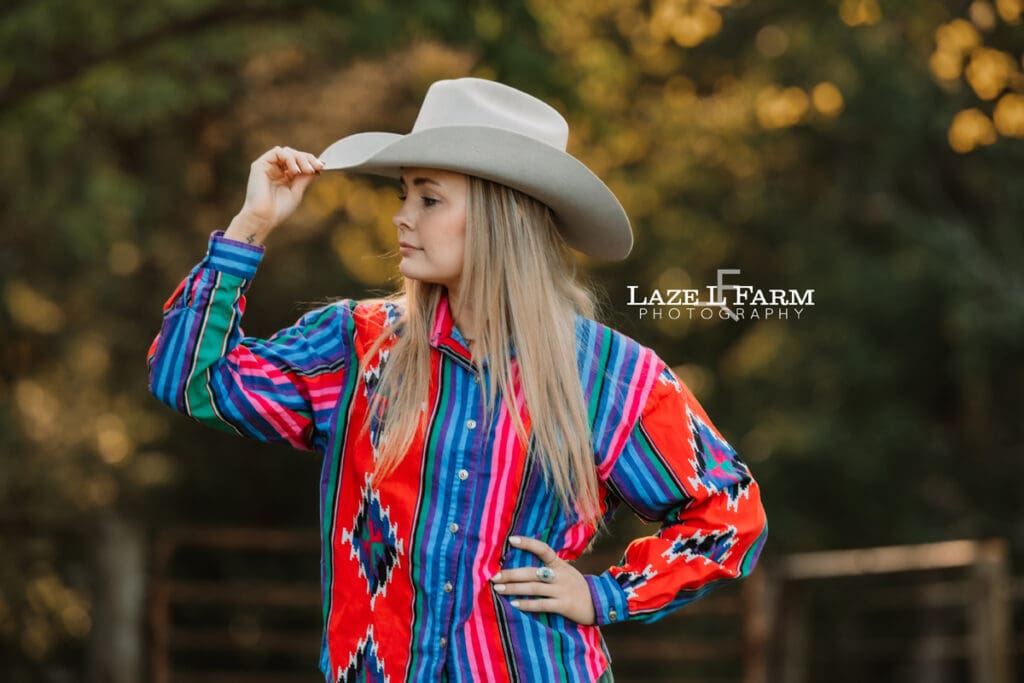 cowgirl smiling for camera