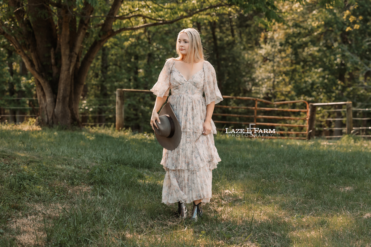 Girl walking in grass