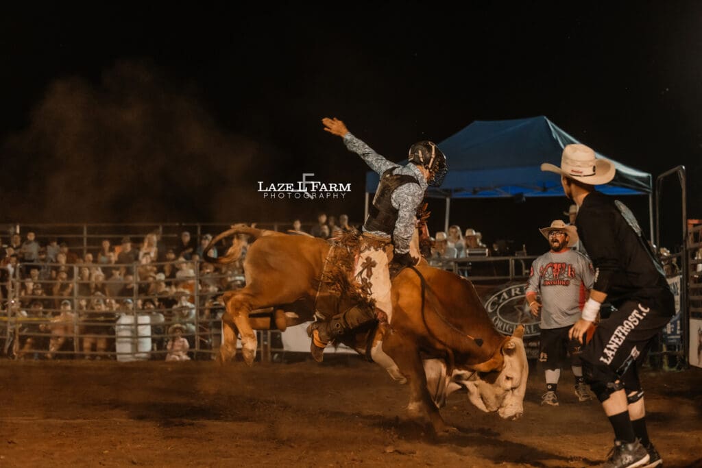 Bull Riding at the Cleveland Rodeo while Laze L Farm Photography takes pictures